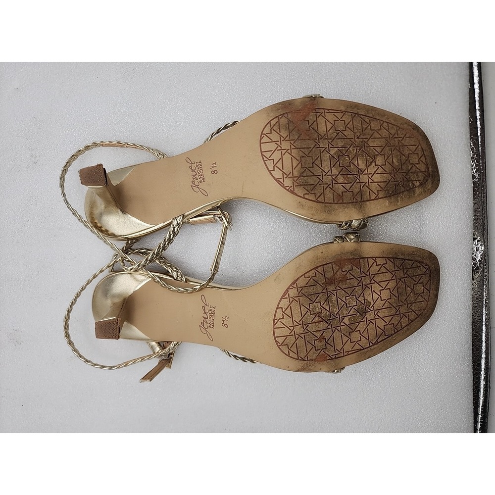 Jewel BADGLEY MISCHKA Ankle Wrap Strap Light Gold Low Heels Size 8.5 - Picture 7 of 8